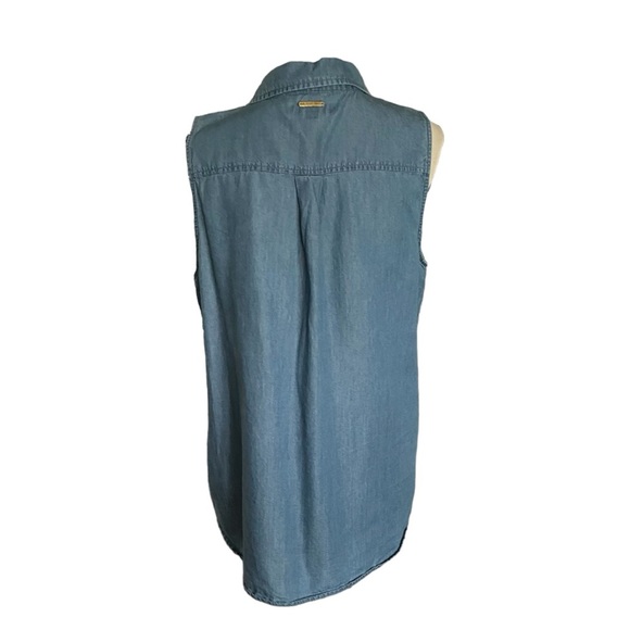 Michael Michael Kors chambray embroidered sleeveless blouse. Size XL - Picture 3 of 6